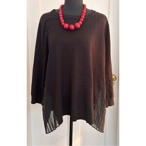 Women’s Adrianna Papell Black Sweater with Gorgeous Pleating